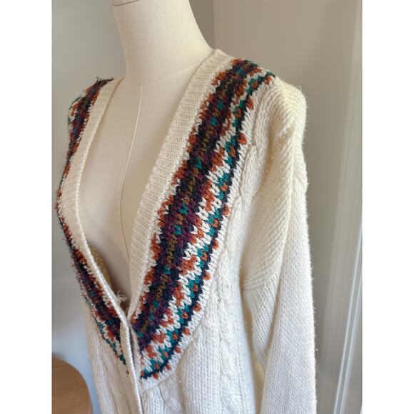 Vintage 80s Hand Loomed Currants Chunky Knit Cardigan Sweater Medium Cottagecore - Picture 3 of 7